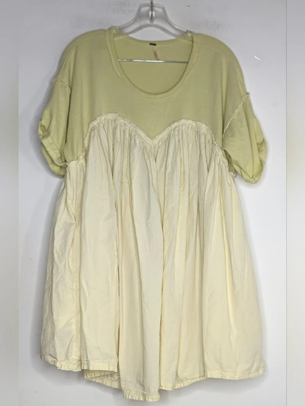 Free People Catalina Mini Dress - lightning bolt yellow - size small oversized